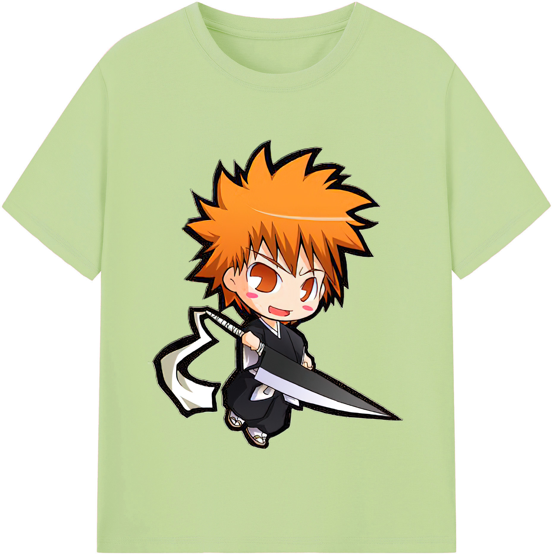 （画像用） ブリーチ 黒崎一護（くろさき いちご）BLEACH Kurosaki Ichigo 綿100％半袖Tシャツ（フロントプリント）